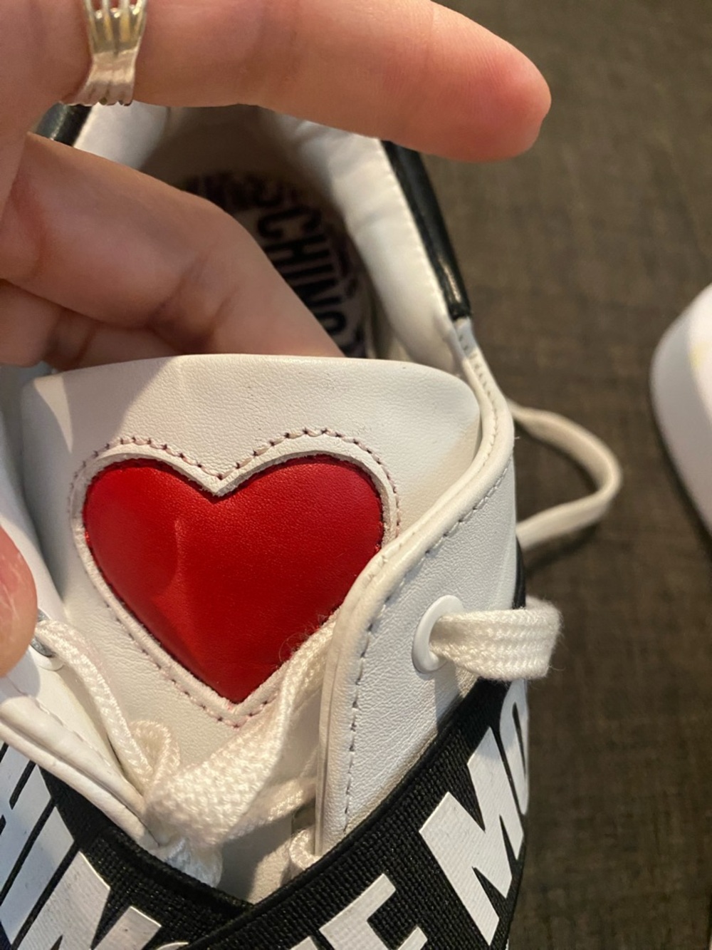 Love Moschino White and Black Logo Strap Sneakers NWOT size 9 Italian Luxe! - Picture 10 of 10